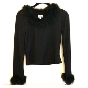 HeartSoul Maribou Feather Long Sleeve Top